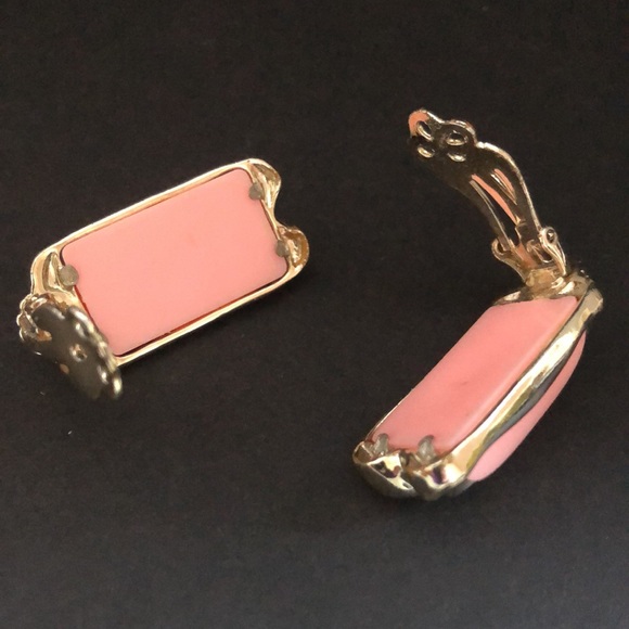 Vintage Pink Thermoset Necklace Clip Earrings Set Pretty in Pink 15” Silver Tone - Picture 10 of 10